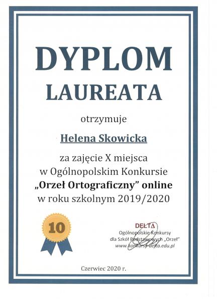 Wyniki Ogólnopolskiego Konkursu Orzeł Ortograficzny w roku szkolnym 2019/2020