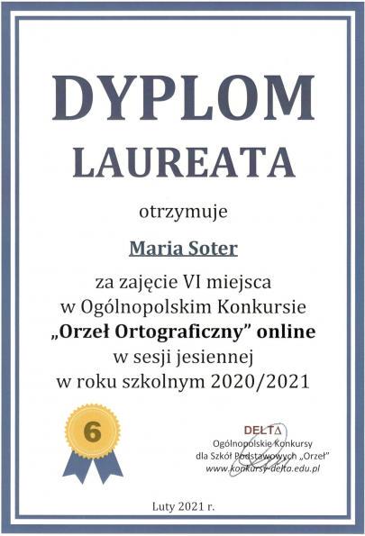 Wyniki Ogólnopolskiego Konkursu Orzeł Ortograficzny w roku szkolnym 2020/2021